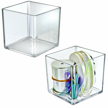 AZAR DISPLAYS 6'' Deluxe Clear Acrylic Square Cube Bin for Counter, 2PK 556306-GS-2PK